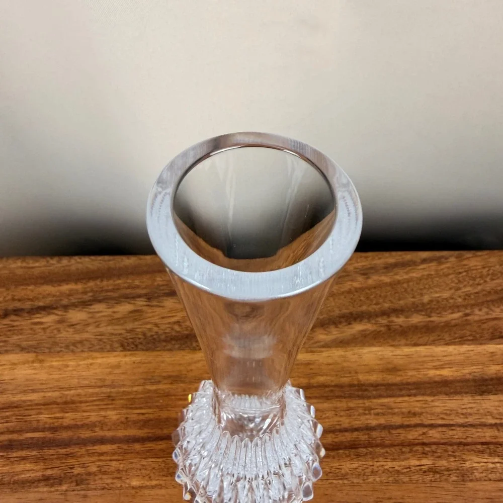 Vintage Accents Clear Crystal Bud Vase 8.25 Inch Tall Diamond Cut Glass Floral